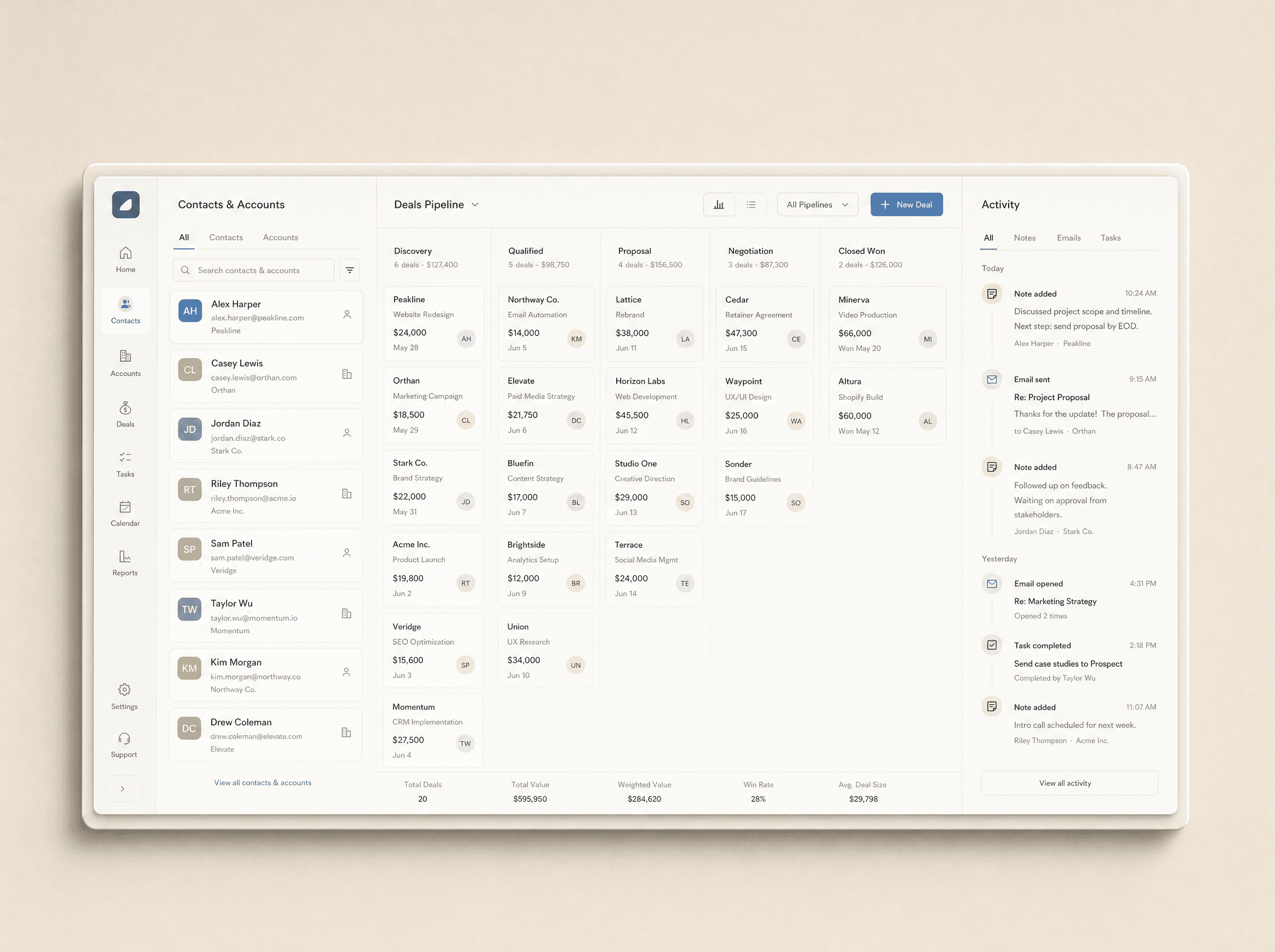 Maquette d'un CRM Zero License construit sur mesure